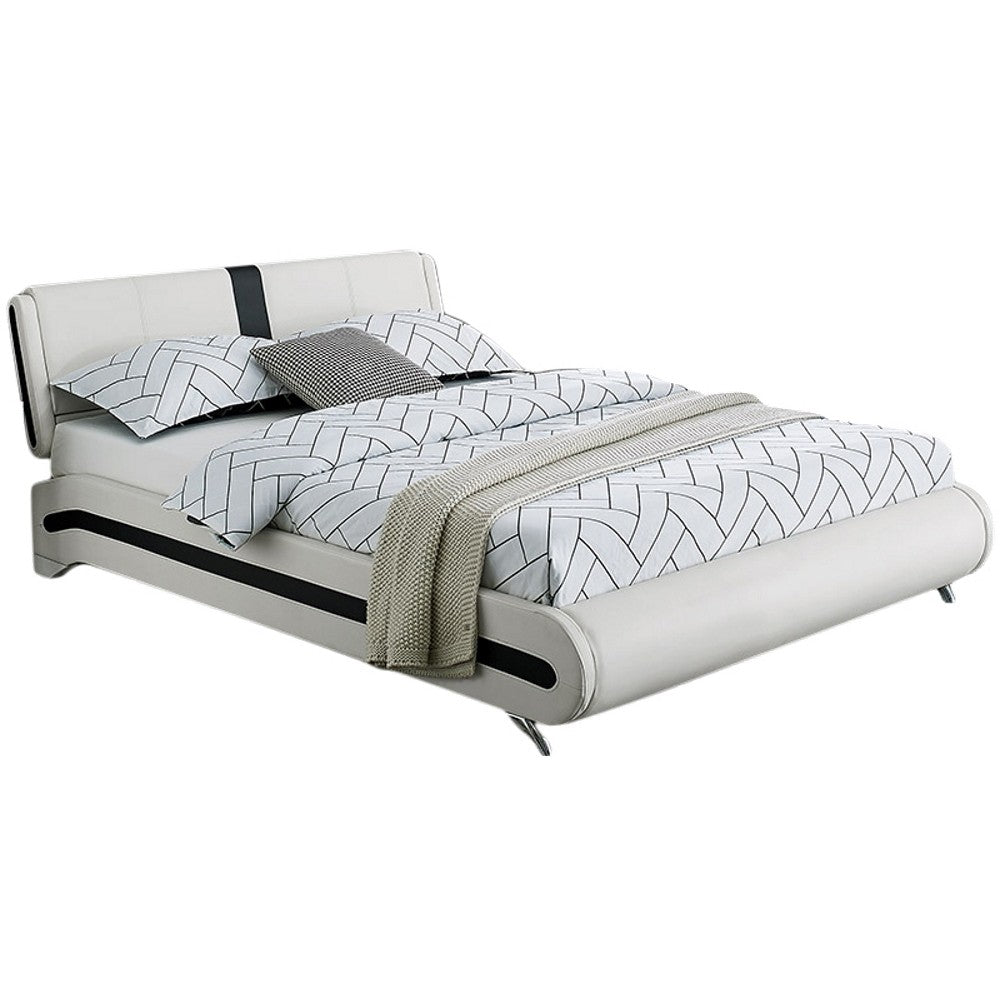 White Platform Queen Bed With Two Nightstands