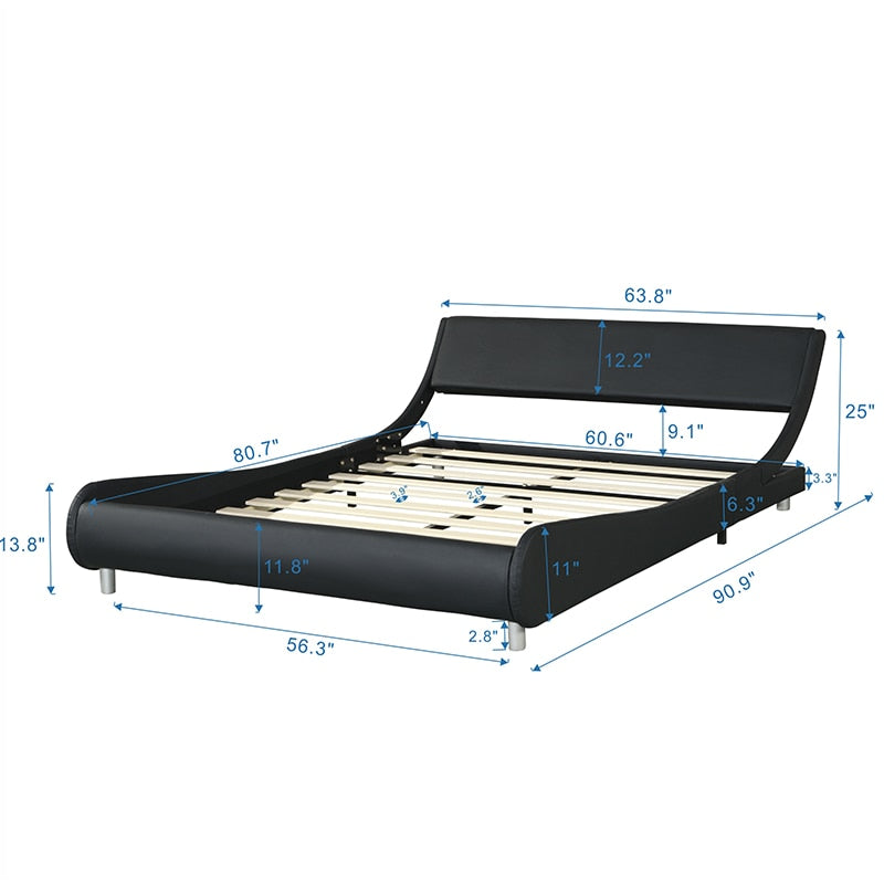 Curve Design Platform Bed With Led Lighting