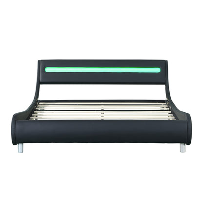 Curve Design Platform Bed With Led Lighting