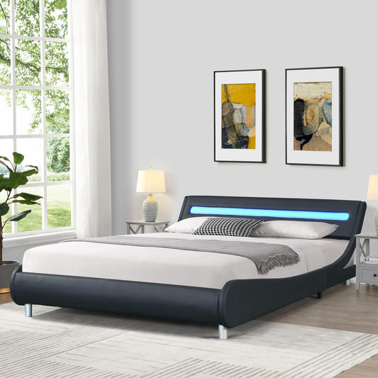 Curve Design Platform Bed With Led Lighting