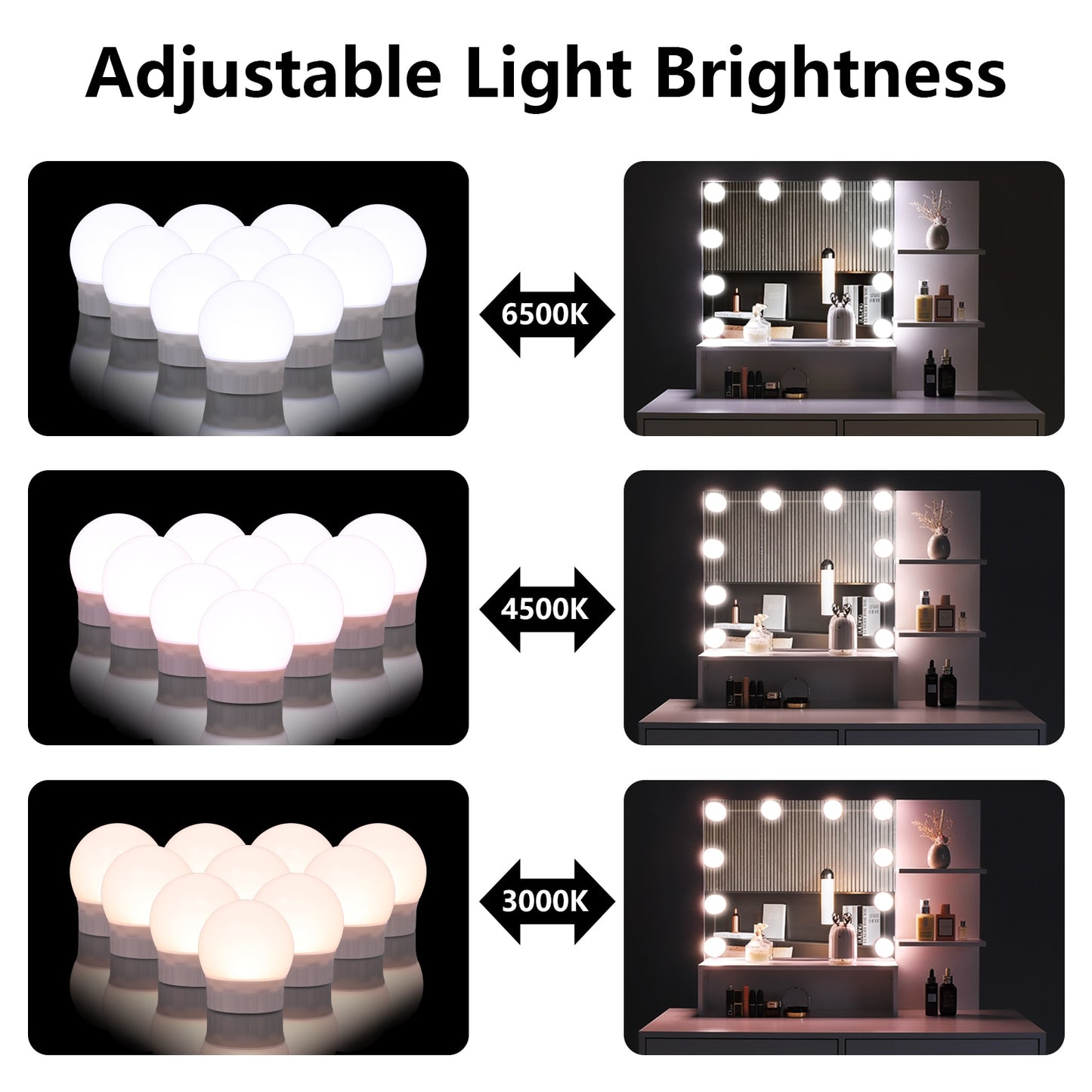 Glimmer Vanity™️- Large Vanity With Stool & Led Bulbs