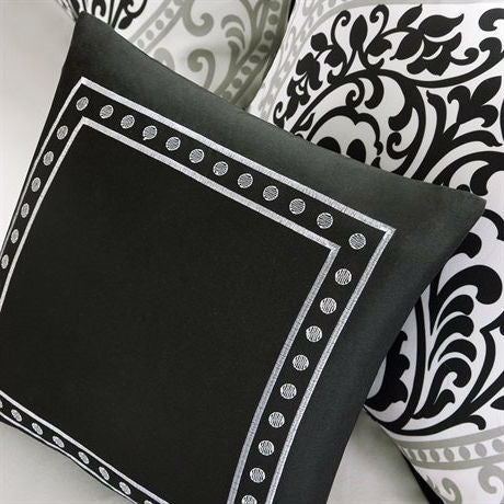 5-Piece Black White Damask Comforter Set