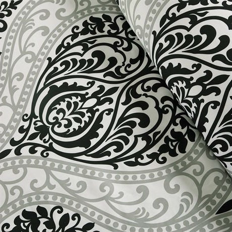 5-Piece Black White Damask Comforter Set