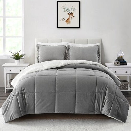 Plush Microfiber Reversible Comforter Set