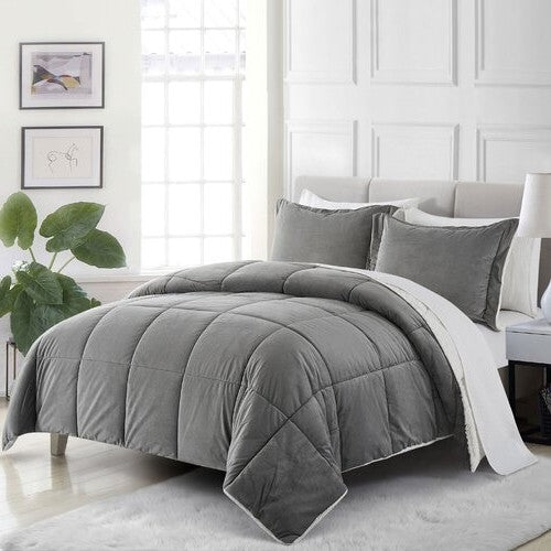 Plush Microfiber Reversible Comforter Set