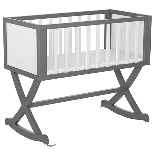 Solid Wood Rocking Baby Glider Cradle with Crib Mattress in Cherry Finish