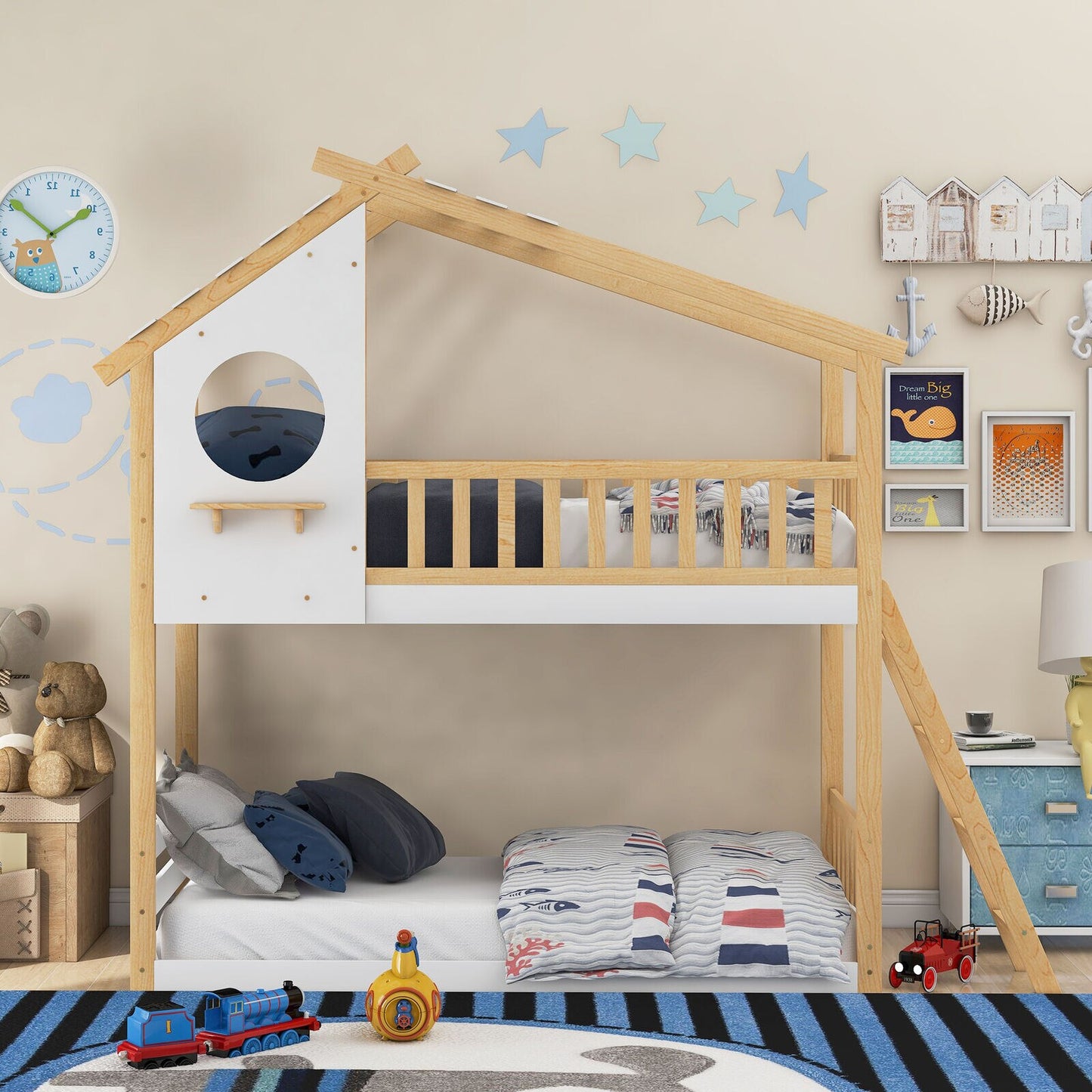 Solid Pine Wood Twin Bunk Bed