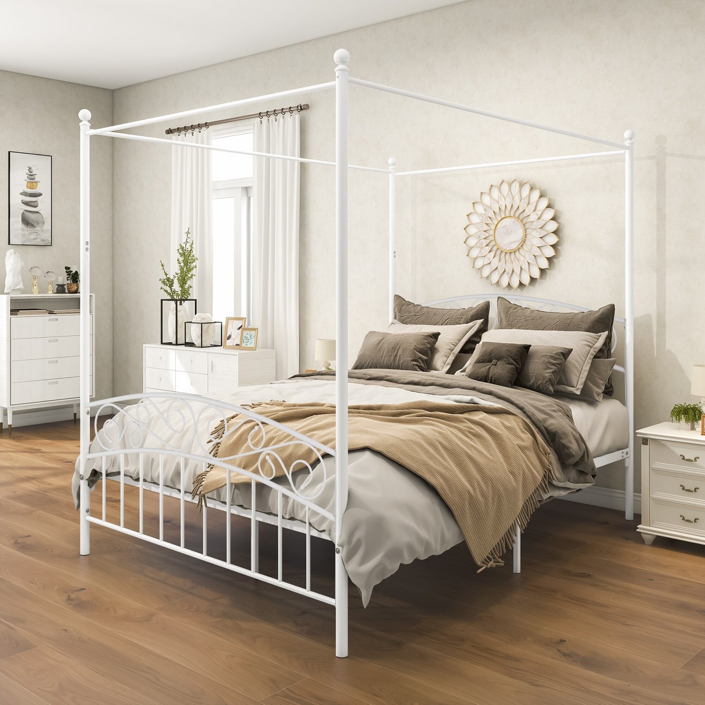 Bed Casa™️-Four-Post Metal Canopy Bed