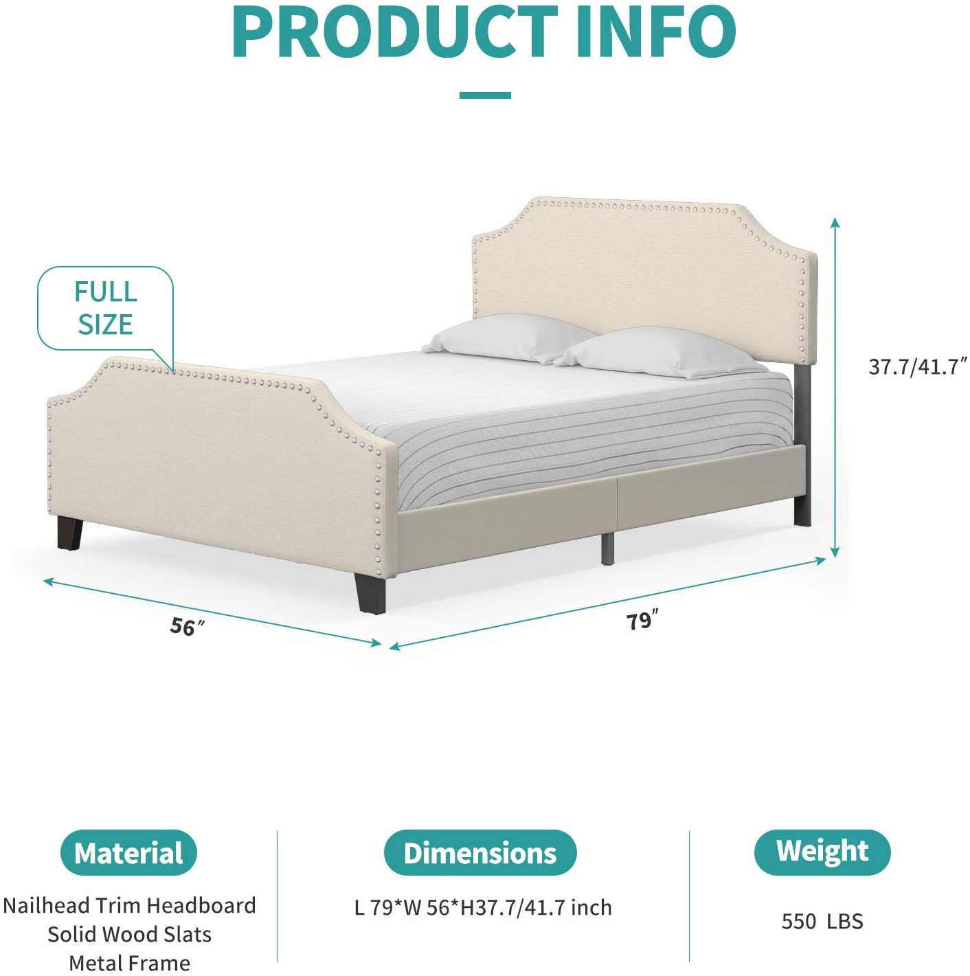 Bedstatic™️-Full Upholstered Platform Bed