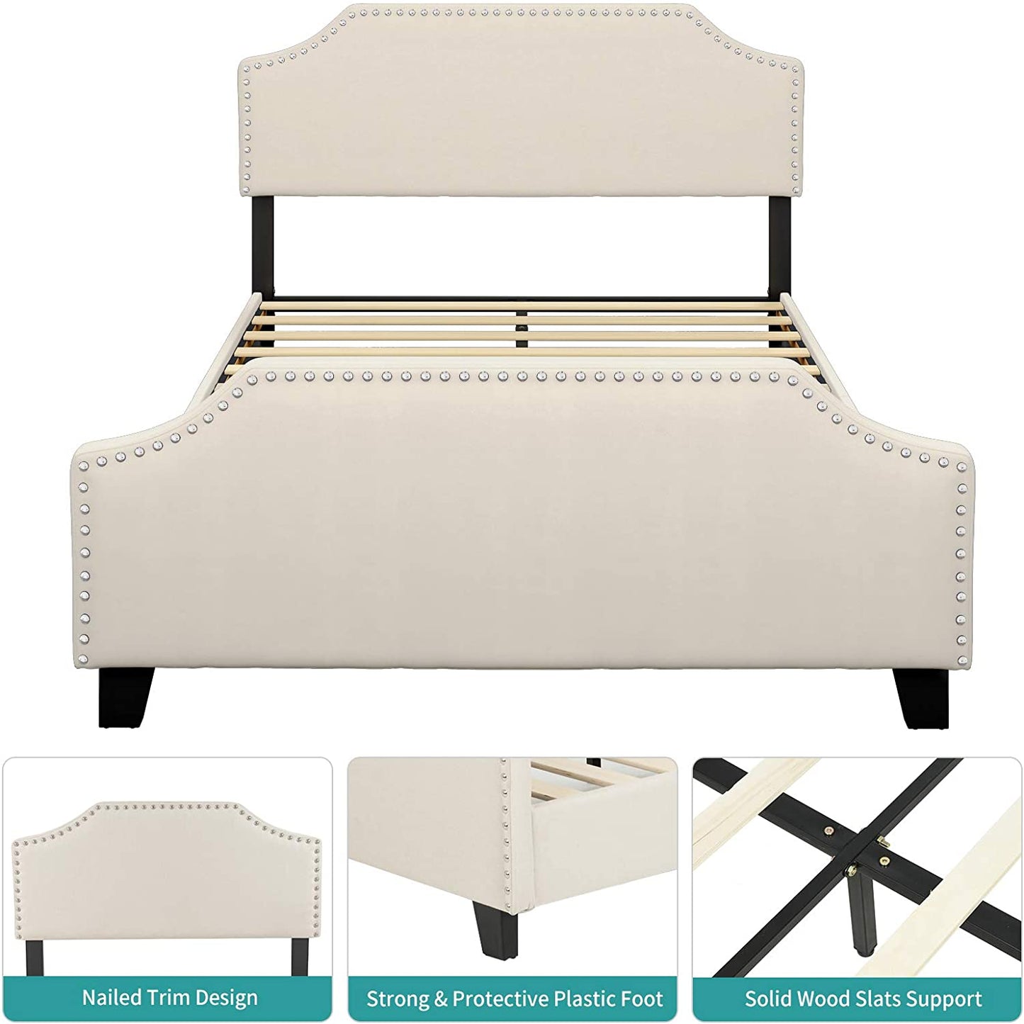 Bedstatic™️-Full Upholstered Platform Bed