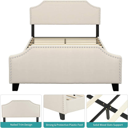 Bedstatic™️-Full Upholstered Platform Bed