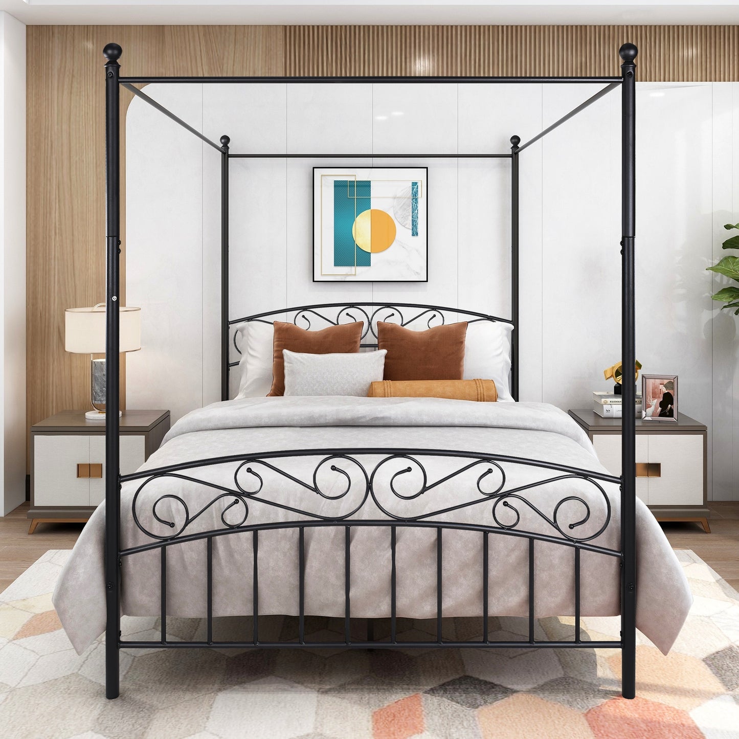 Bed Casa™️-Four-Post Metal Canopy Bed