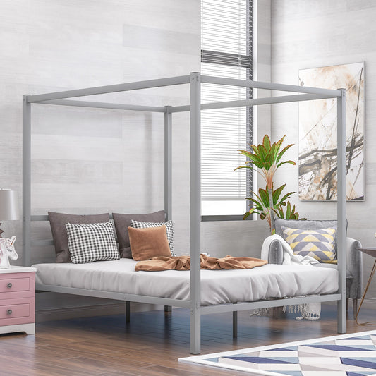 Canopy Platform Bed with Built-In Headboard