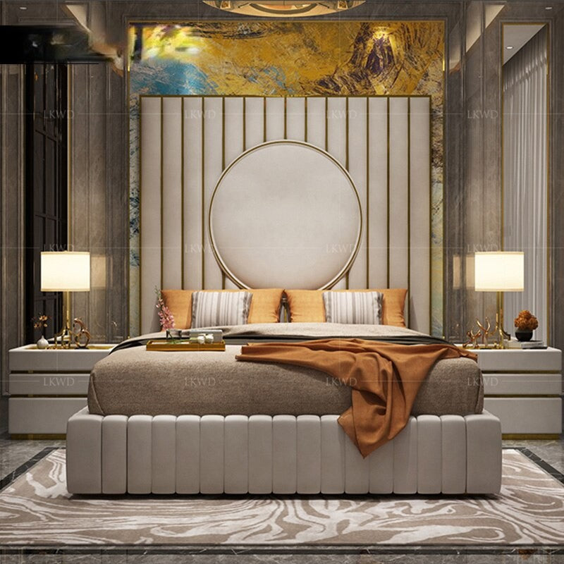 High-end Titanium Leather Bedroom Set