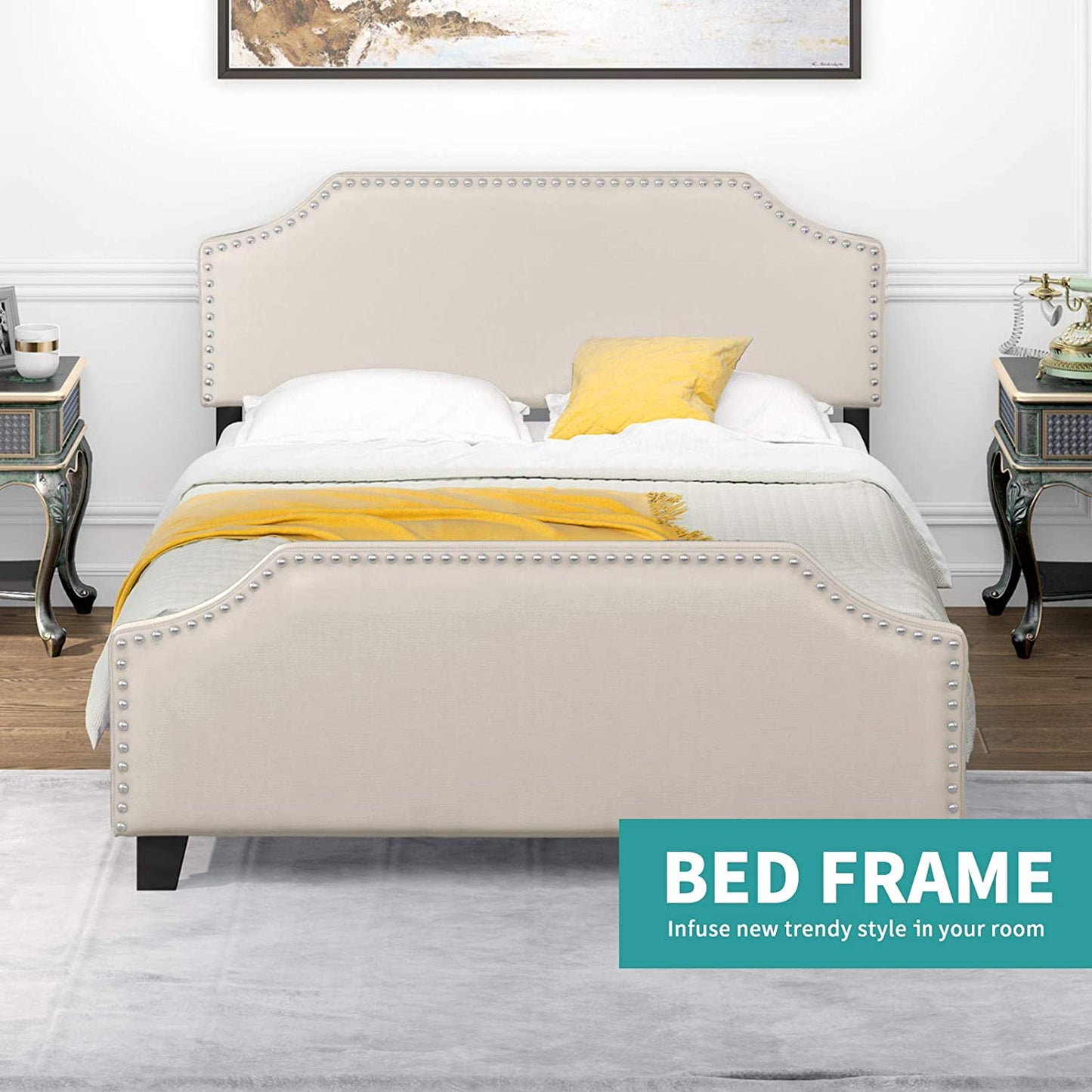 Bedstatic™️-Full Upholstered Platform Bed