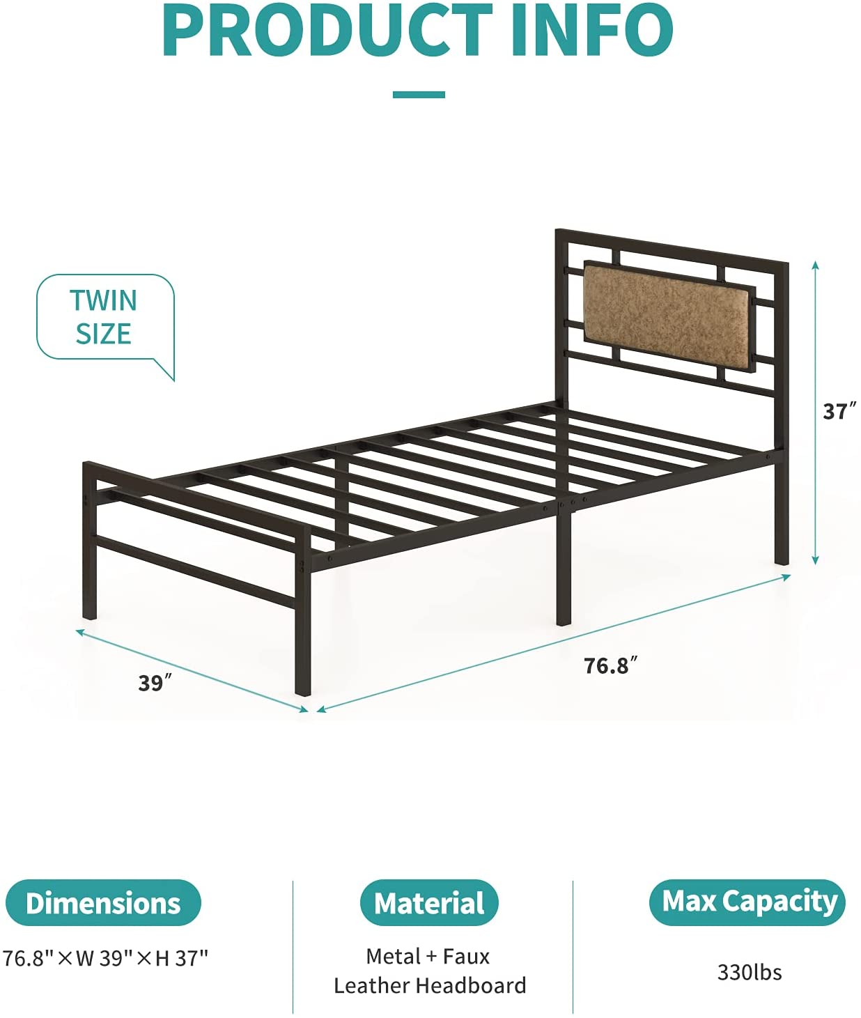 Bed Luxe™️-Vintage Queen Bed With Upholstered Headboard