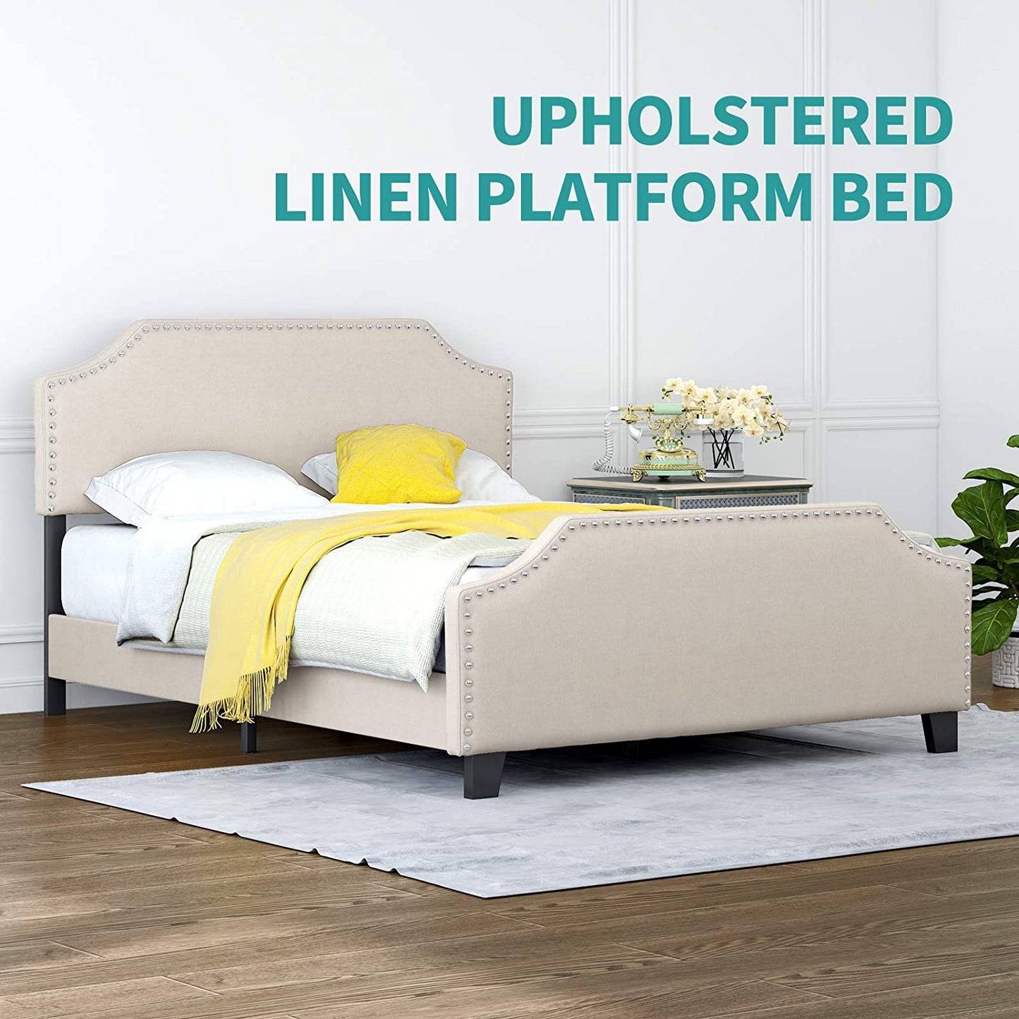 Bedstatic™️-Full Upholstered Platform Bed