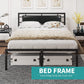 Bed Luxe™️-Vintage Queen Bed With Upholstered Headboard