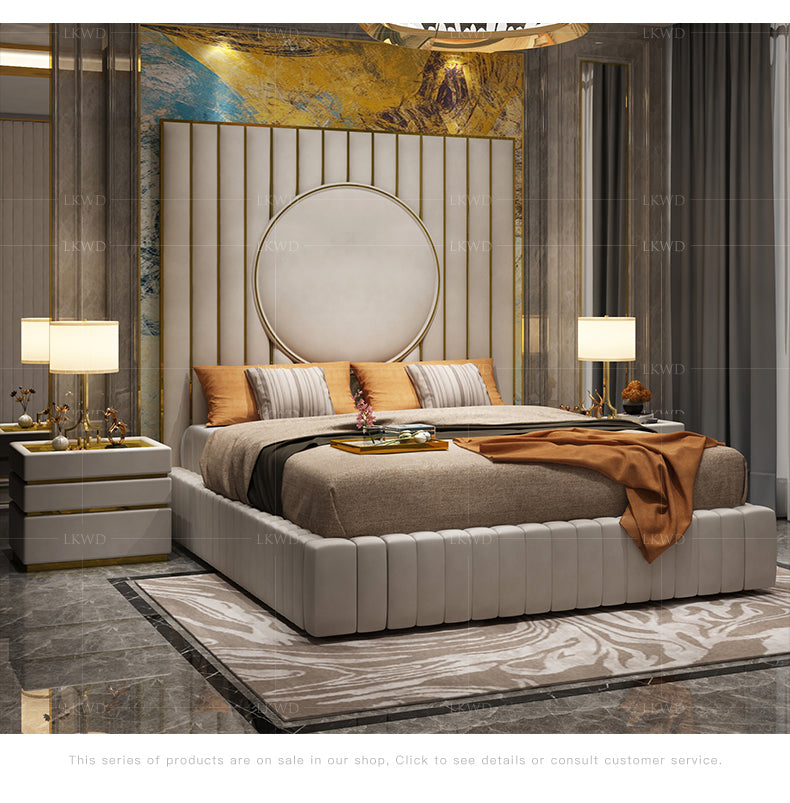 High-end Titanium Leather Bedroom Set