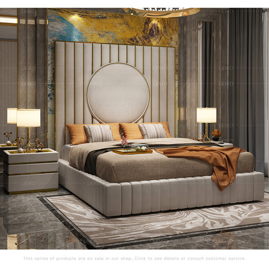 High-end Titanium Leather Bedroom Set