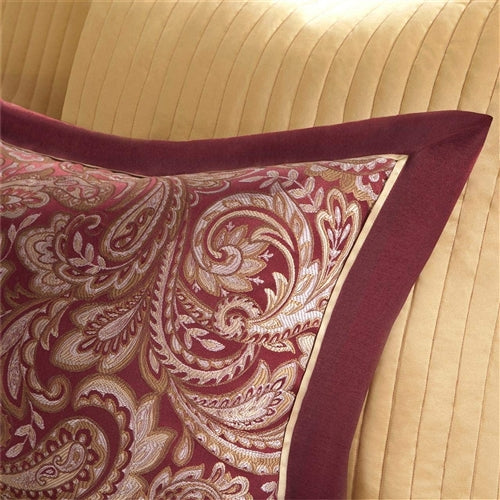 12 Piece Cotton Polyester Comforter Set Red Gold Paisley