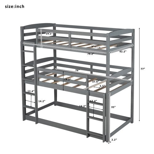 Wooden Triple Bunk Bed