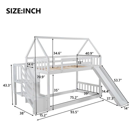 Ultra Stylish Twin Bunk Bed With Ladder & Slide