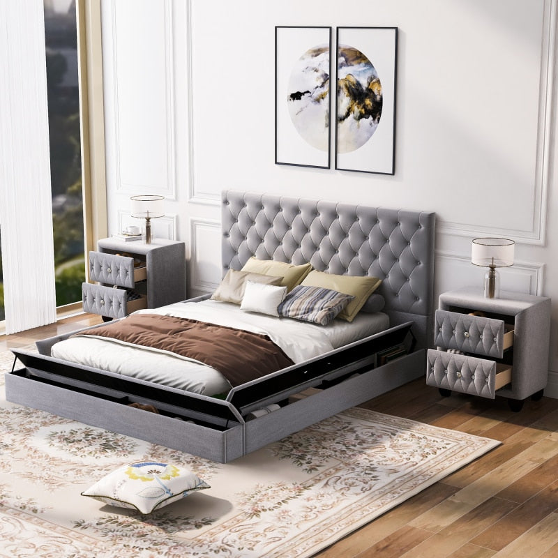 Upholstered Low Profile Platform Bedroom Set