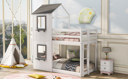 Twin Bunk Bed With Roof Window & Guardrail