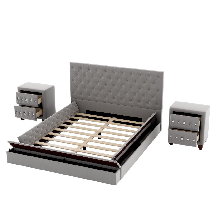 Upholstered Low Profile Platform Bedroom Set