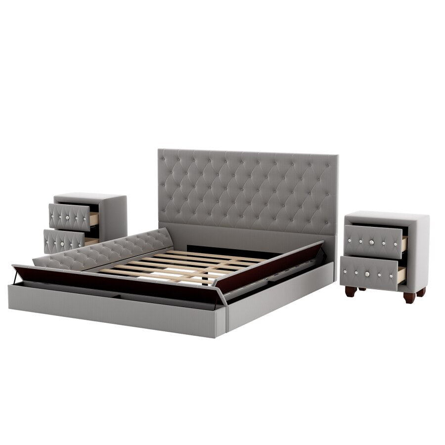 Upholstered Low Profile Platform Bedroom Set