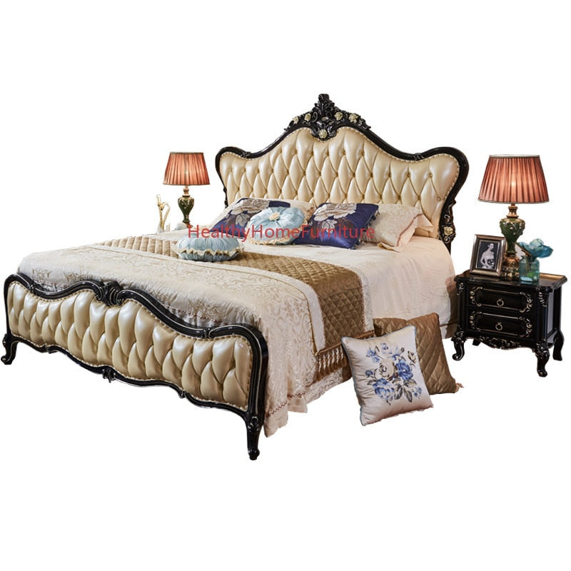 French Solid Wood Bed Set