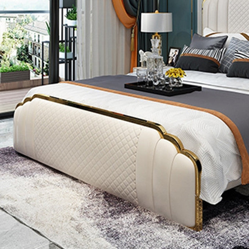 White Leather Bedroom Set