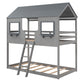 Modern Wooden Bunk Bed With Guardrail & Ladder