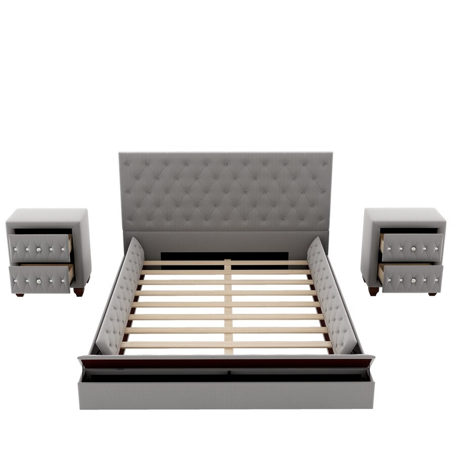 Upholstered Low Profile Platform Bedroom Set