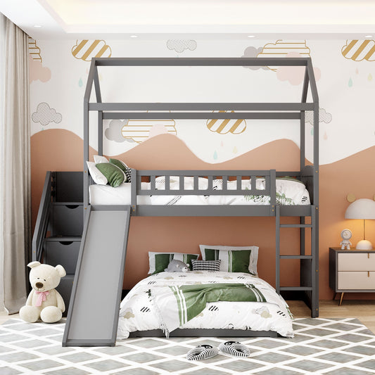 Multifunctional Bunk Bed With Slide & Ladder