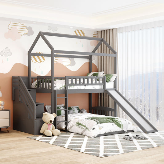 Multifunctional Bunk Bed With Slide & Ladder