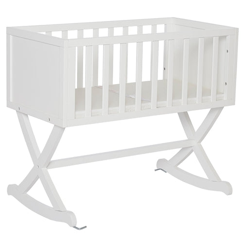 Solid Wood Rocking Baby Glider Cradle with Crib Mattress in Cherry Finish